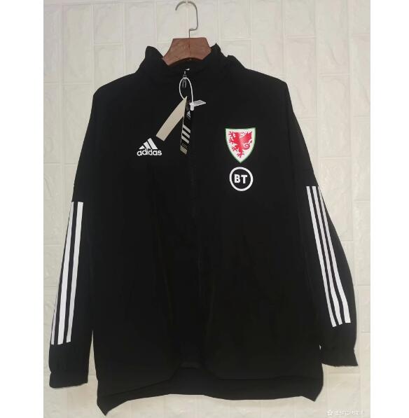 2020 Wales Black Windbreaker Hoodie Jacket